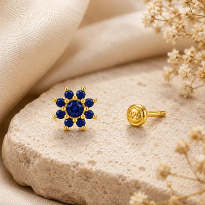Sapphire Flora 925 Silver Nose Pin