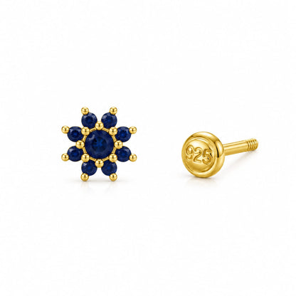 Sapphire Flora 925 Silver Nose Pin