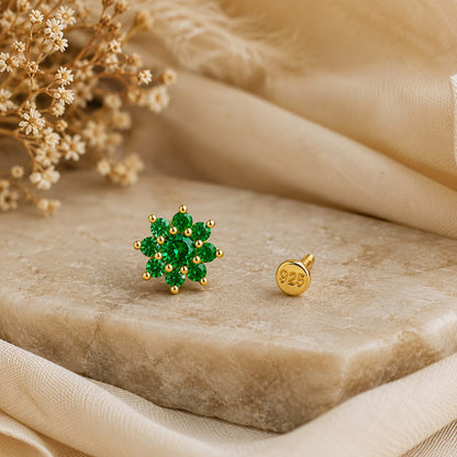 Emerald Flora 925 Sterling Silver Nose Pin