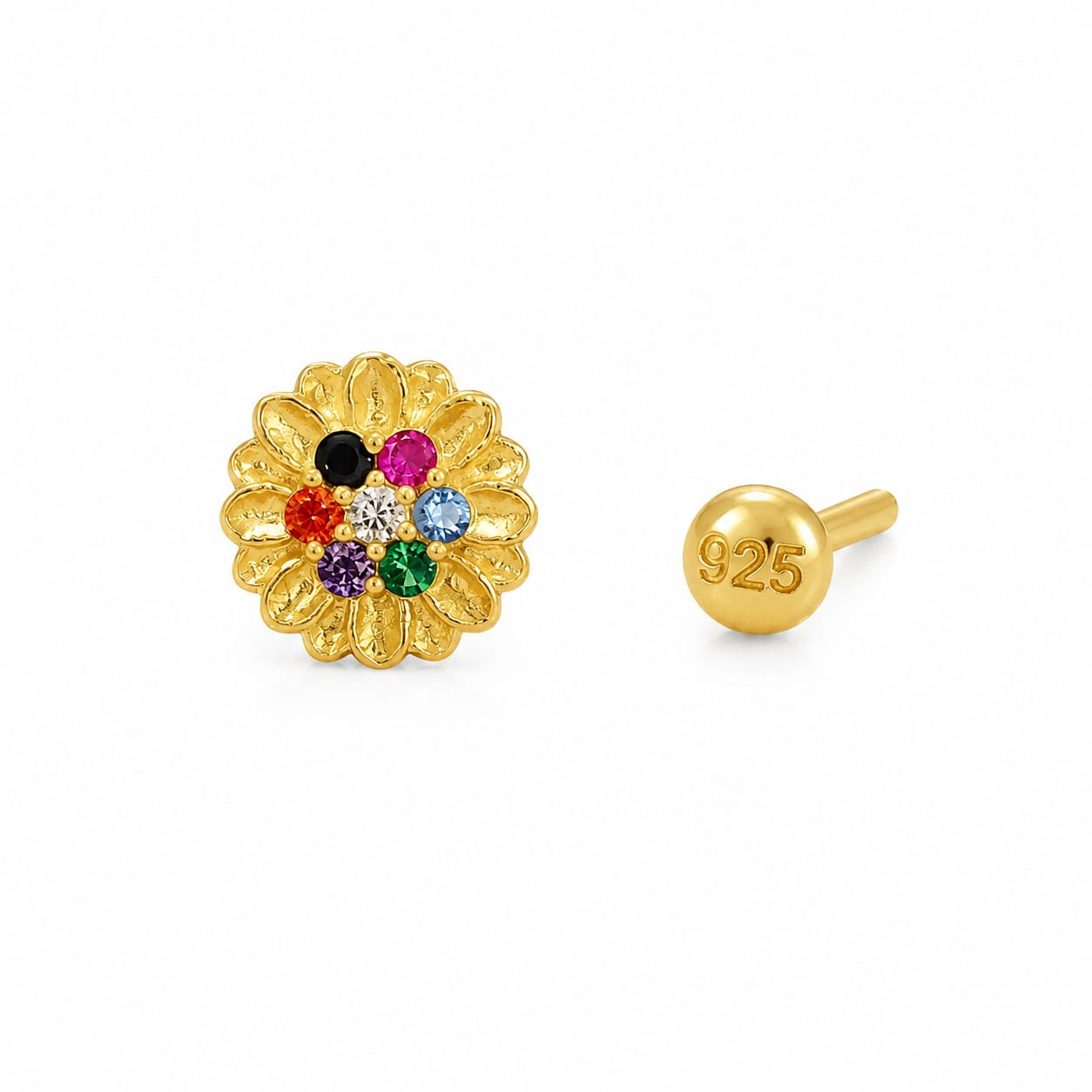 Navrang Floral Nose Pin in 925 Sterling Silver
