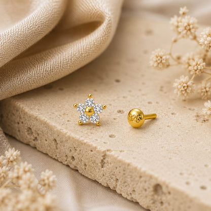 Golden Blossom 925 Silver Nose Pin