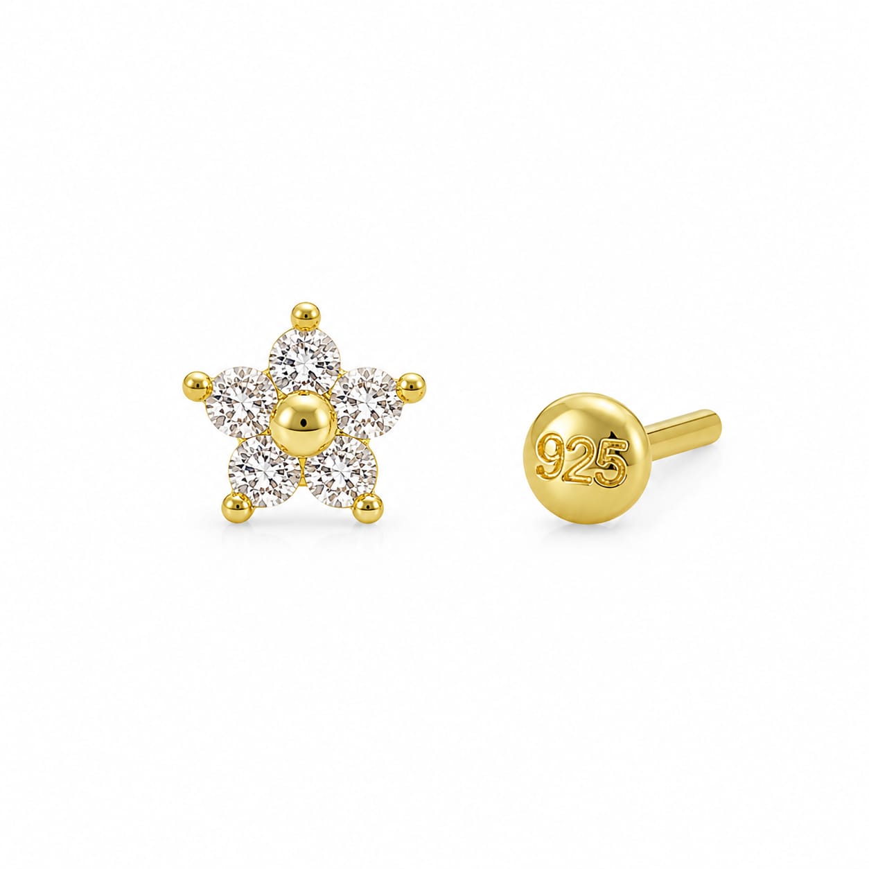 Golden Blossom 925 Silver Nose Pin