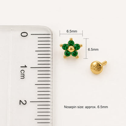 Emerald Blossom 925 Silver Nose Pin
