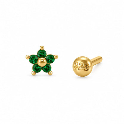 Emerald Blossom 925 Silver Nose Pin
