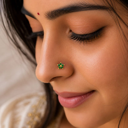 Emerald Blossom 925 Silver Nose Pin