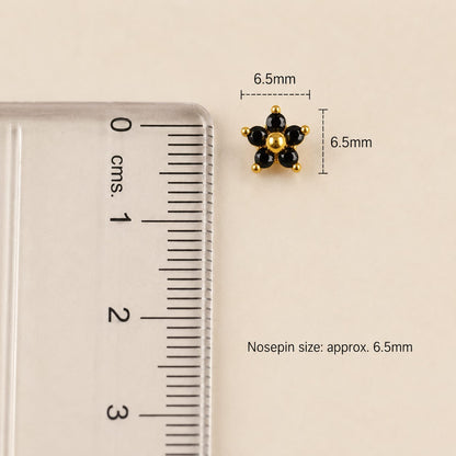 Midnight Bloom 925 Silver Nose Pin