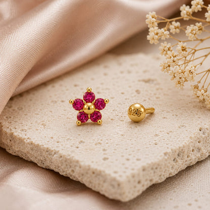 Rosy Bloom 925 Silver Nose Pin