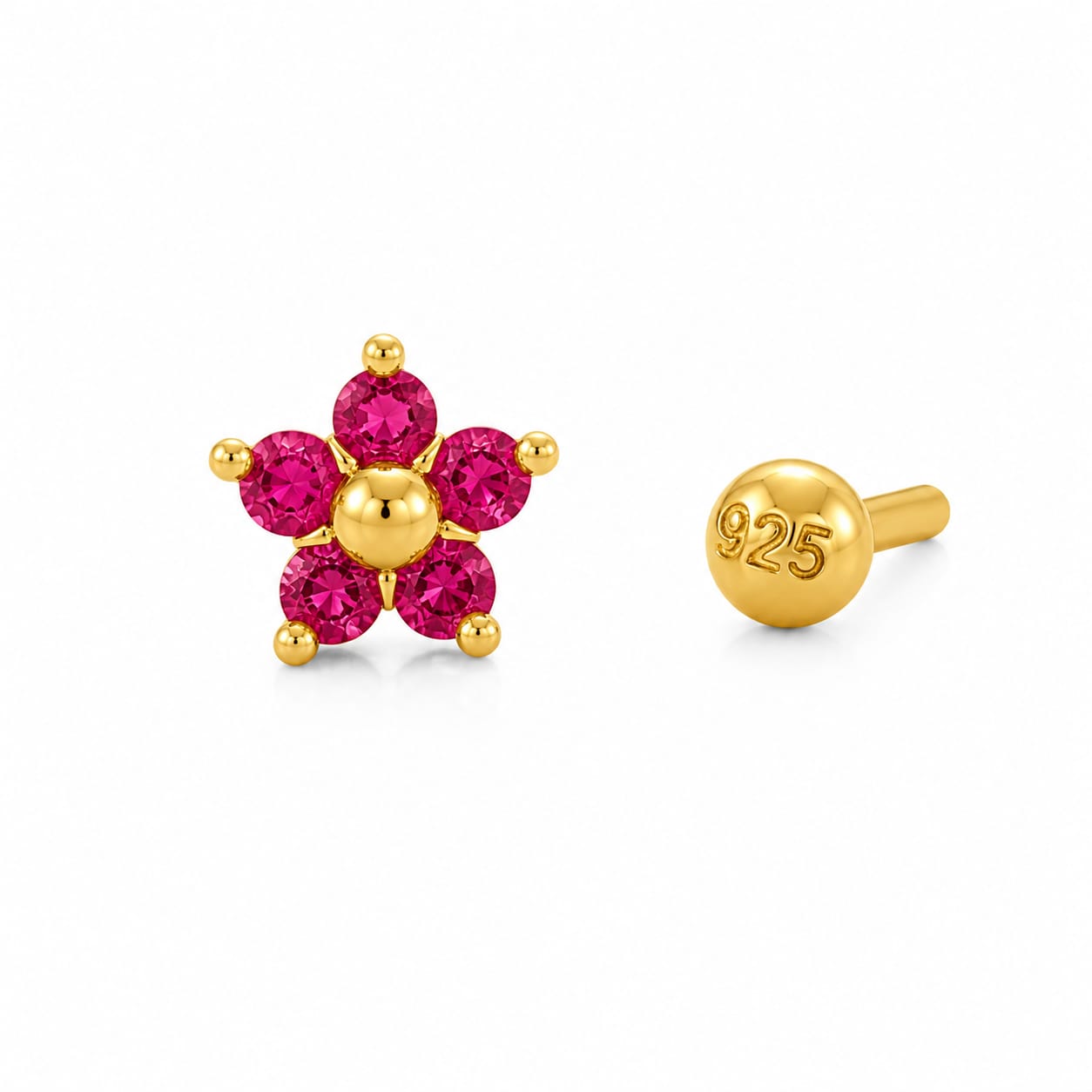 Rosy Bloom 925 Silver Nose Pin