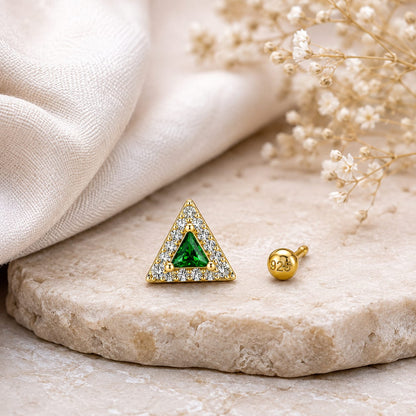 Emerald Triangle 925 Silver Nose Pin