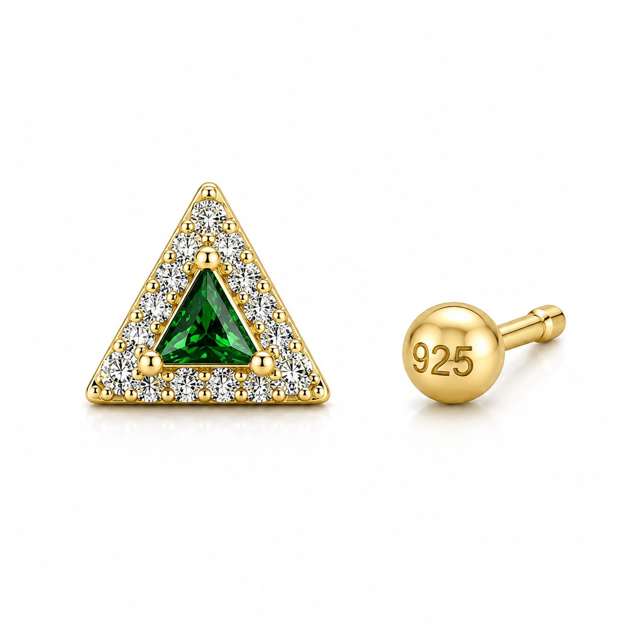 Emerald Triangle 925 Silver Nose Pin