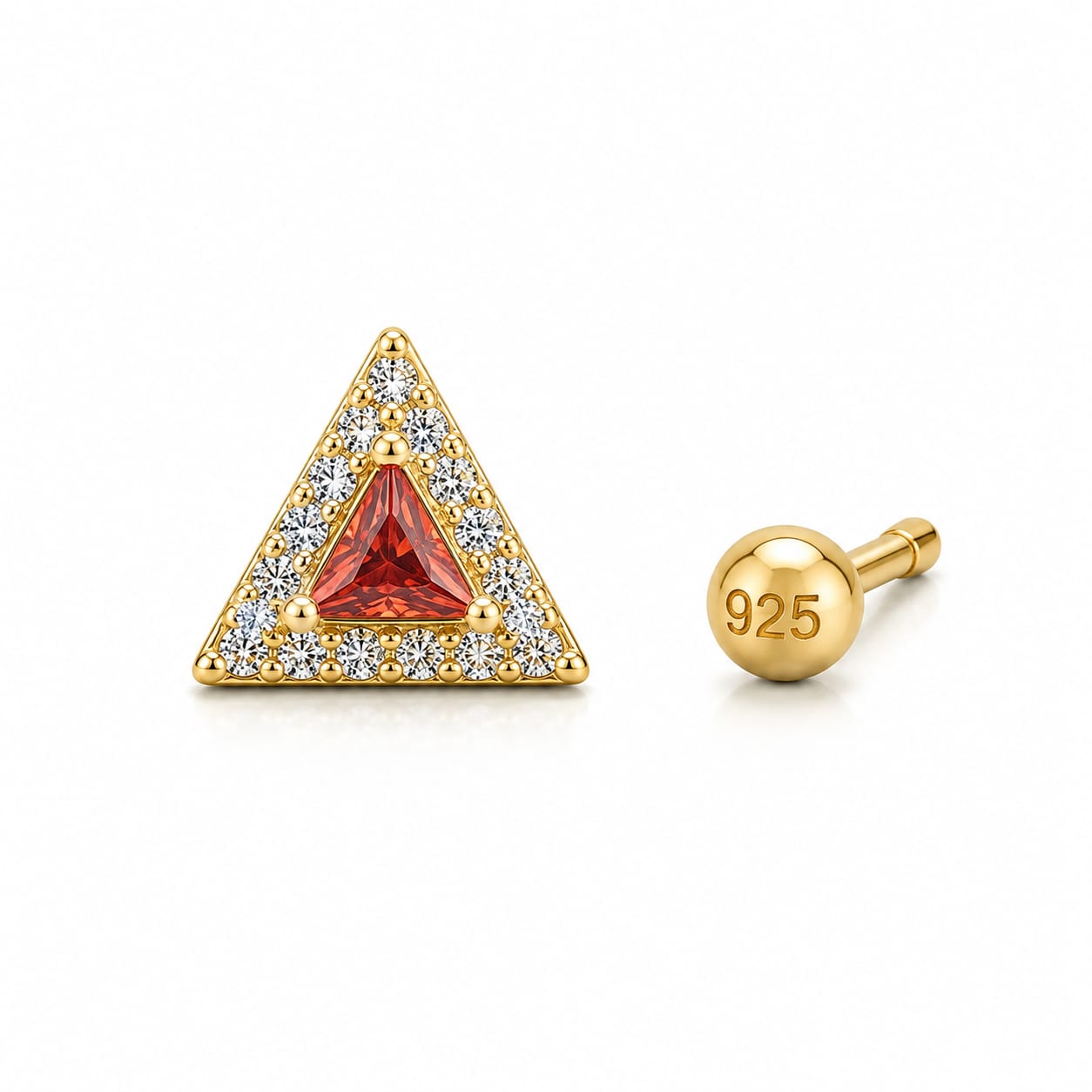 Amber Triangle 925 Silver Nose Pin