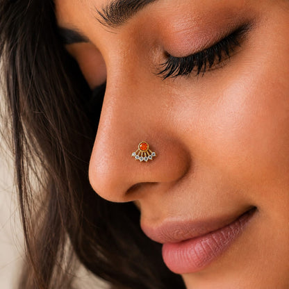 Sunlit Garnet 925 Silver Nose Pin
