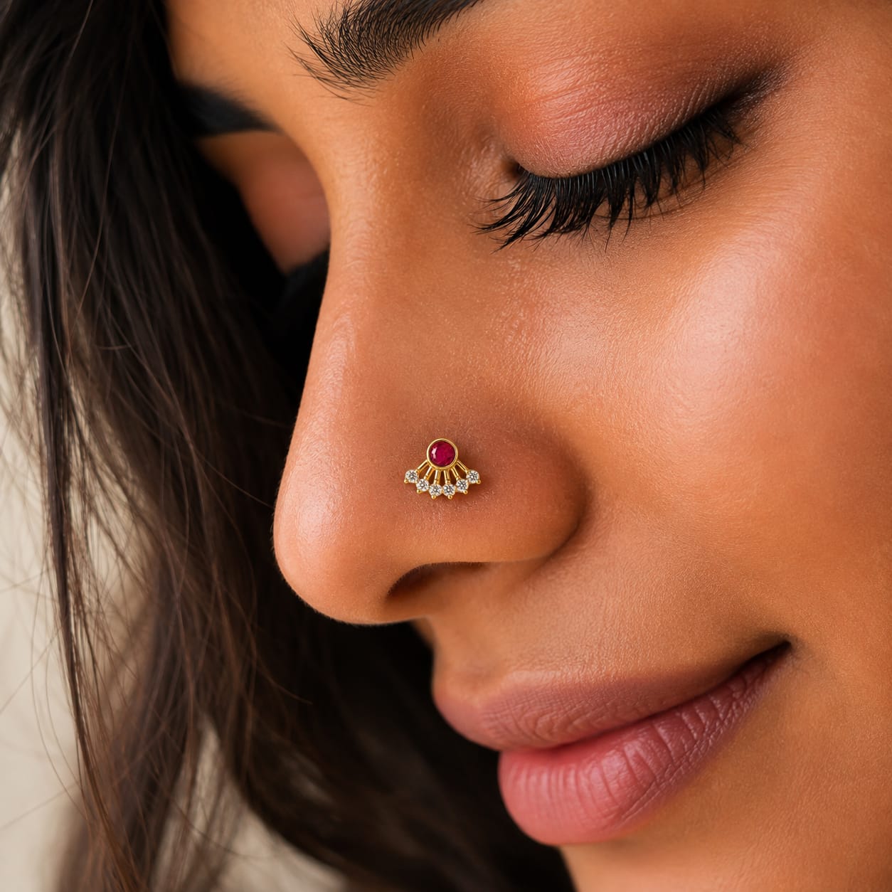 Ruby Radiance 925 Silver Nose Pin