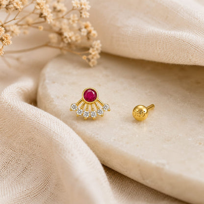Ruby Radiance 925 Silver Nose Pin