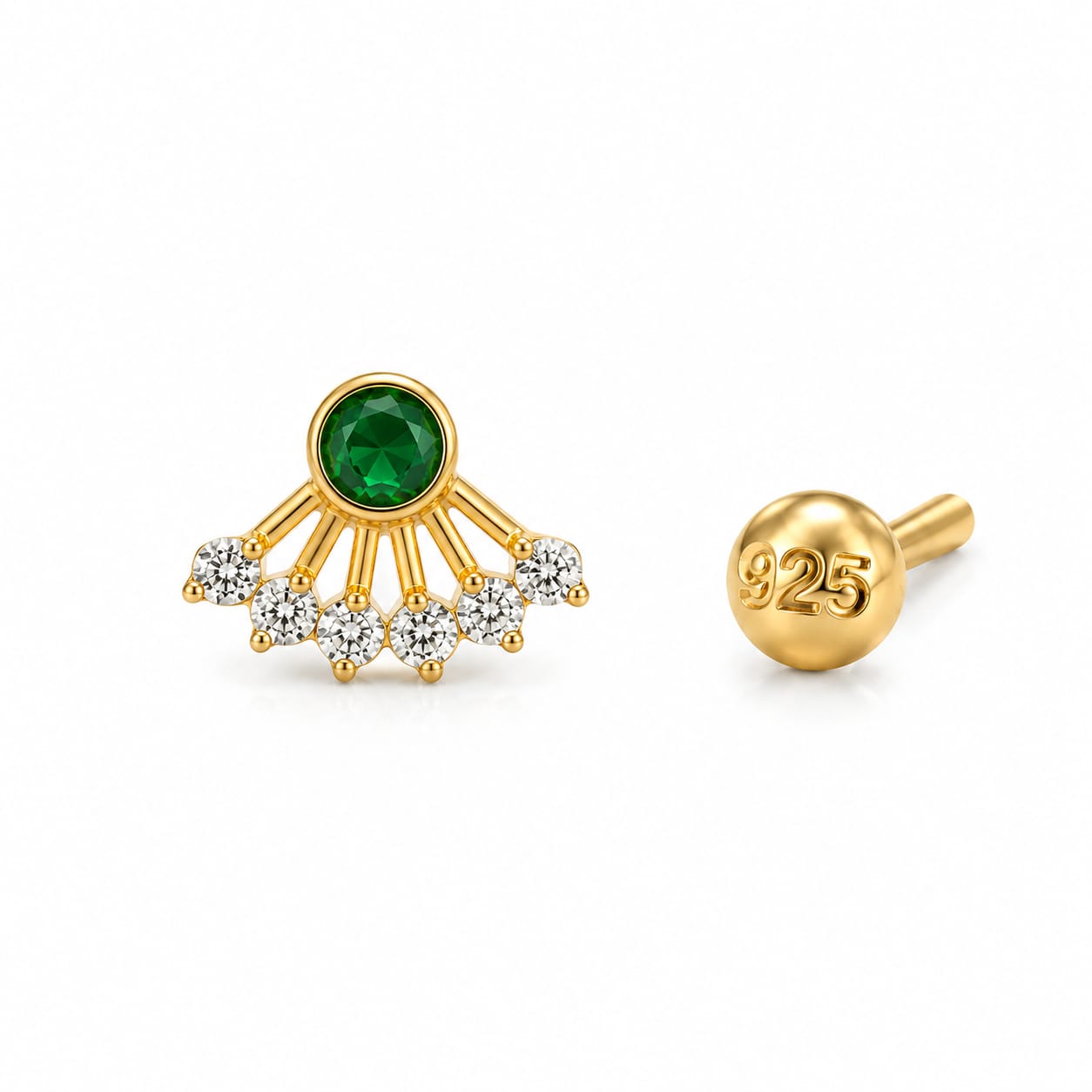 Emerald Radiance 925 Silver Nose Pin