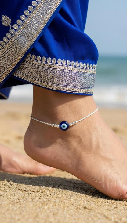 925 Sterling Silver Evil Eye Payal (Pair)