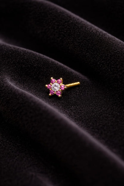 Ruby Bloom 925 Silver Nose Pin