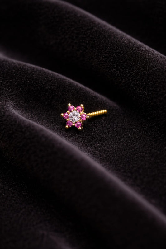 Ruby Bloom 925 Silver Nose Pin