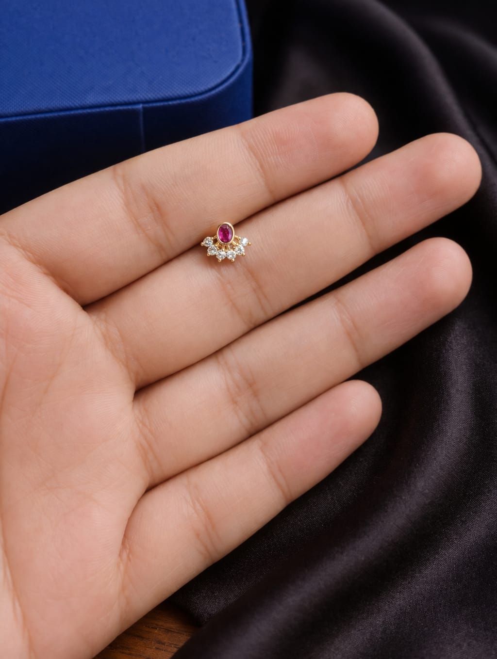Rajsi Ruby 925 Silver Nose Pin