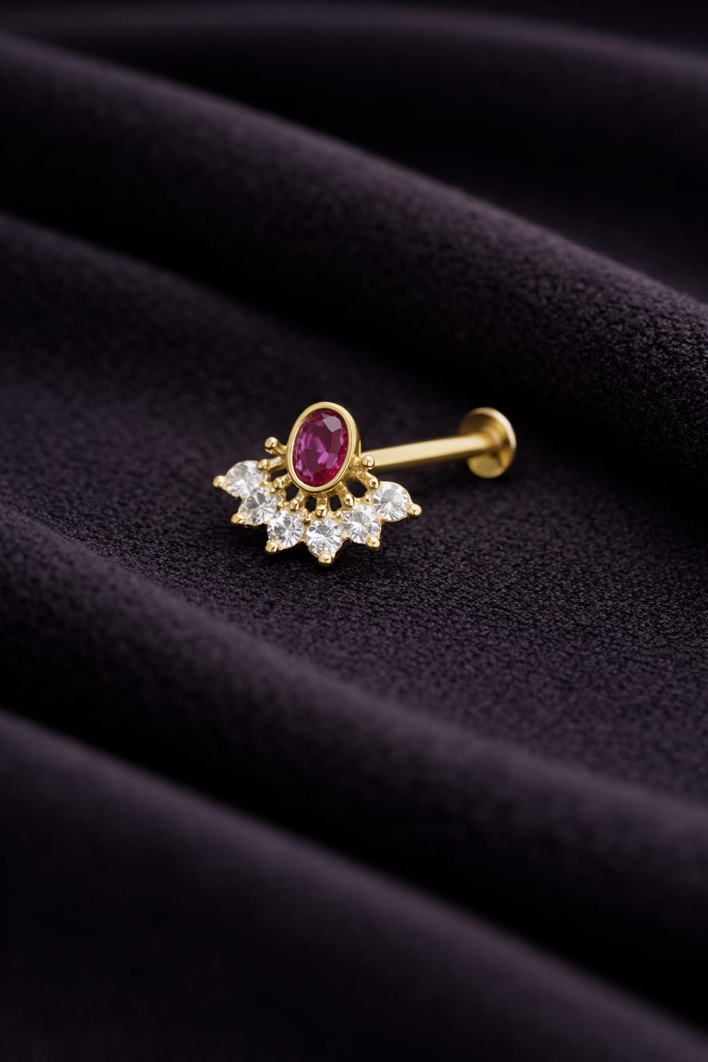 Rajsi Ruby 925 Silver Nose Pin