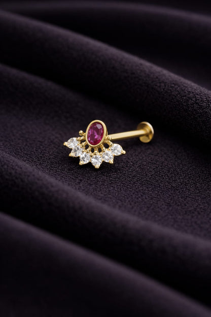 Rajsi Ruby 925 Silver Nose Pin