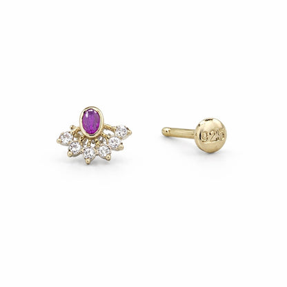 Rajsi Ruby 925 Silver Nose Pin