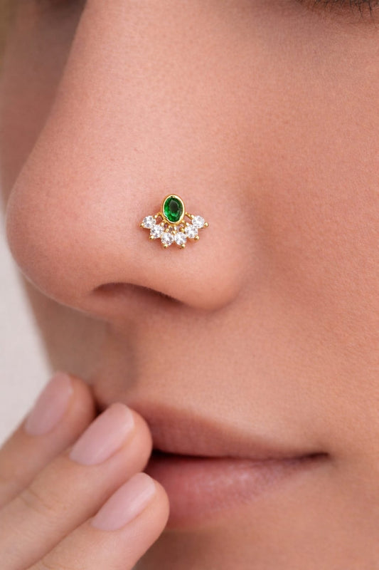 Rajsi Ruby 925 Silver Nose Pin