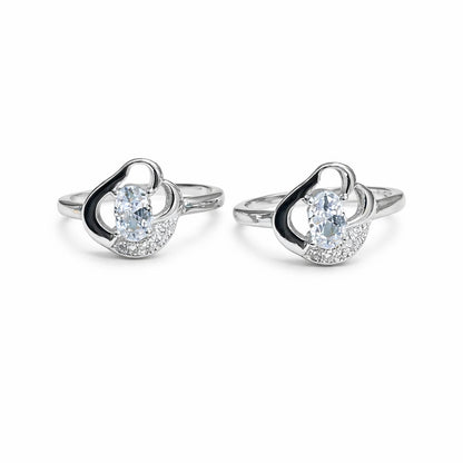Eternal Heart Twist 925 Silver Toe Rings (Pair)