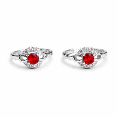 Ruby Halo 925 Silver Toe Rings (Pair)