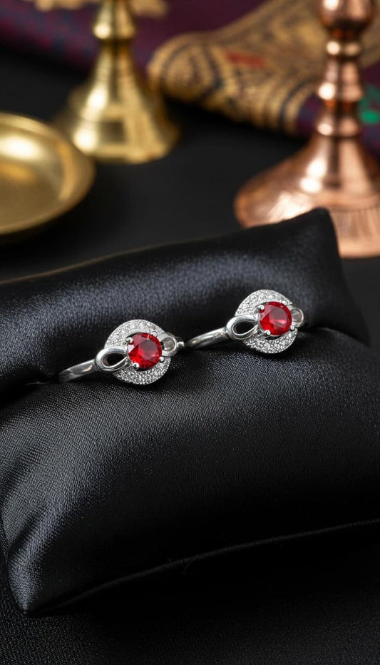 Ruby Halo 925 Silver Toe Rings (Pair)