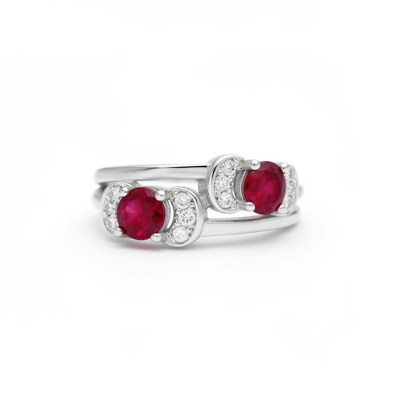Twin Ruby 925 Silver Toe Rings (Pair)