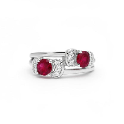 Twin Ruby 925 Silver Toe Rings (Pair)