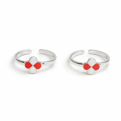 Ruby Petal 925 Silver Toe Rings (Pair)