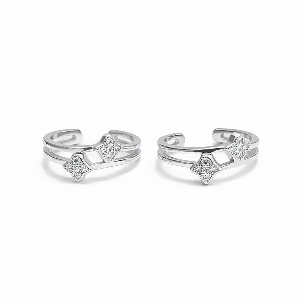 Geo Spark Duo 925 Silver Toe Rings (Pair)