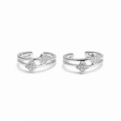 Geo Spark Duo 925 Silver Toe Rings (Pair)