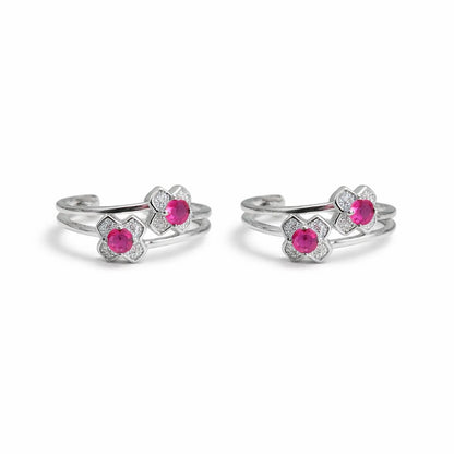 Blush Bloom 925 Silver Toe Rings (Pair)