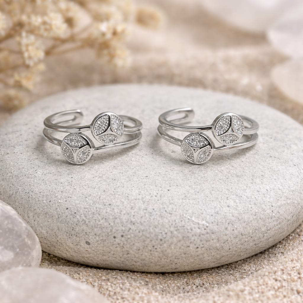 Dual Orbit Spark 925 Silver Toe Rings (Pair)