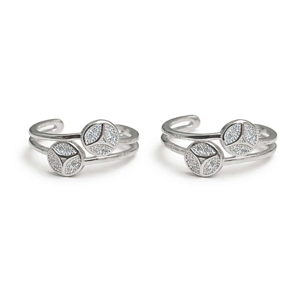 Dual Orbit Spark 925 Silver Toe Rings (Pair)