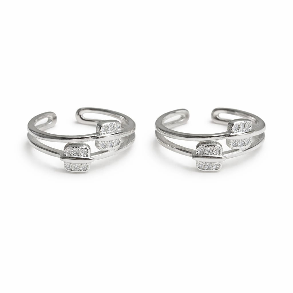 Minimal Duo Spark 925 Silver Toe Rings (Pair)