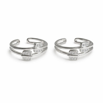 Minimal Duo Spark 925 Silver Toe Rings (Pair)