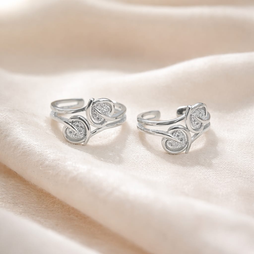 Silver Bloom 925 Toe Rings (Pair)