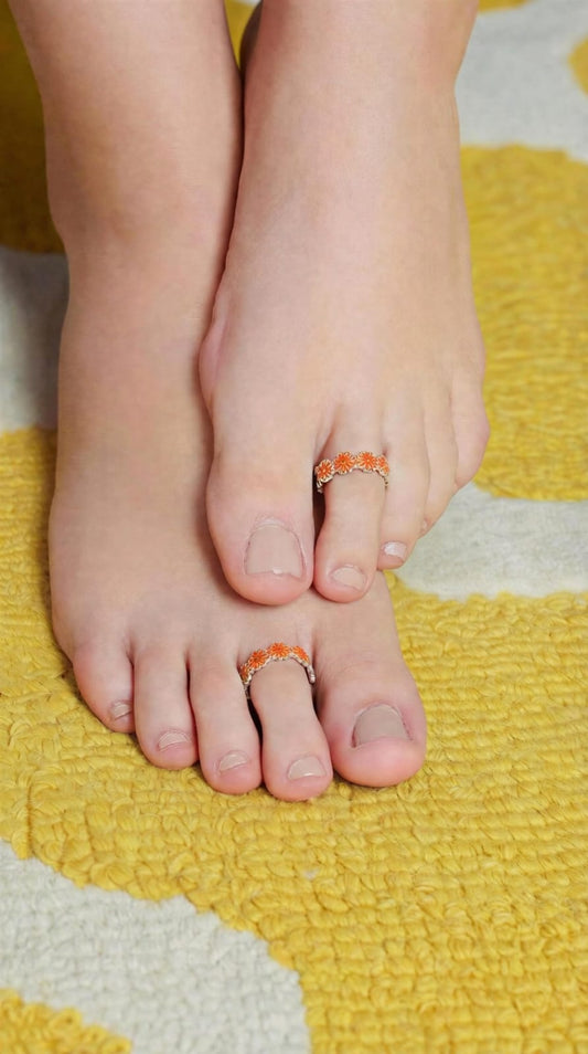 Emerald Bloom 925 Silver Toe Rings (Pair)