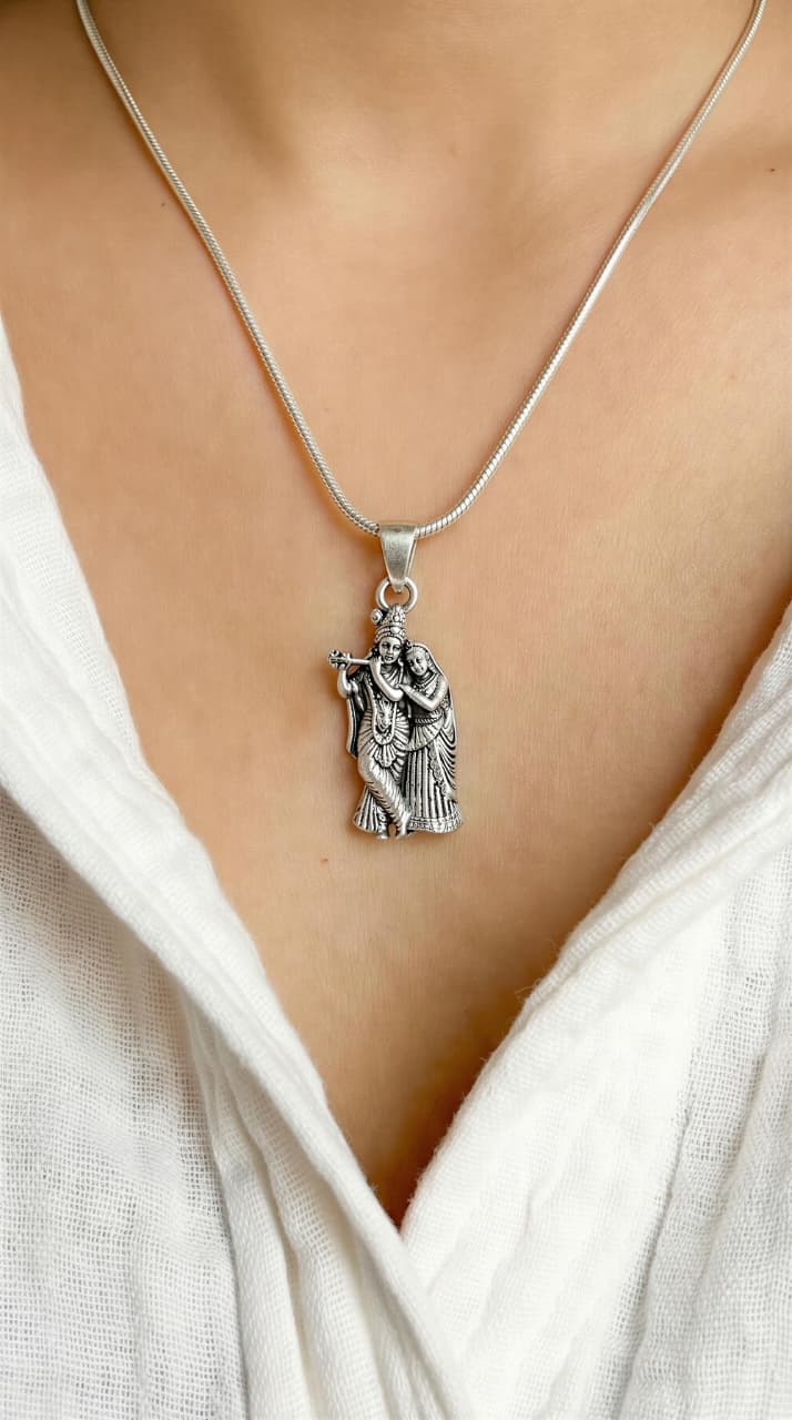 Radha Krishna 925 Silver Pendant