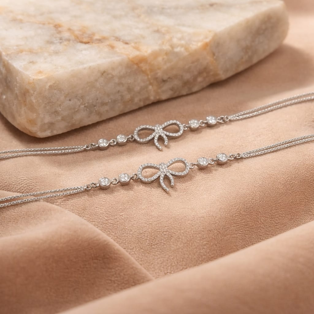 925 Sterling Silver CZ Bow Payal (pair)