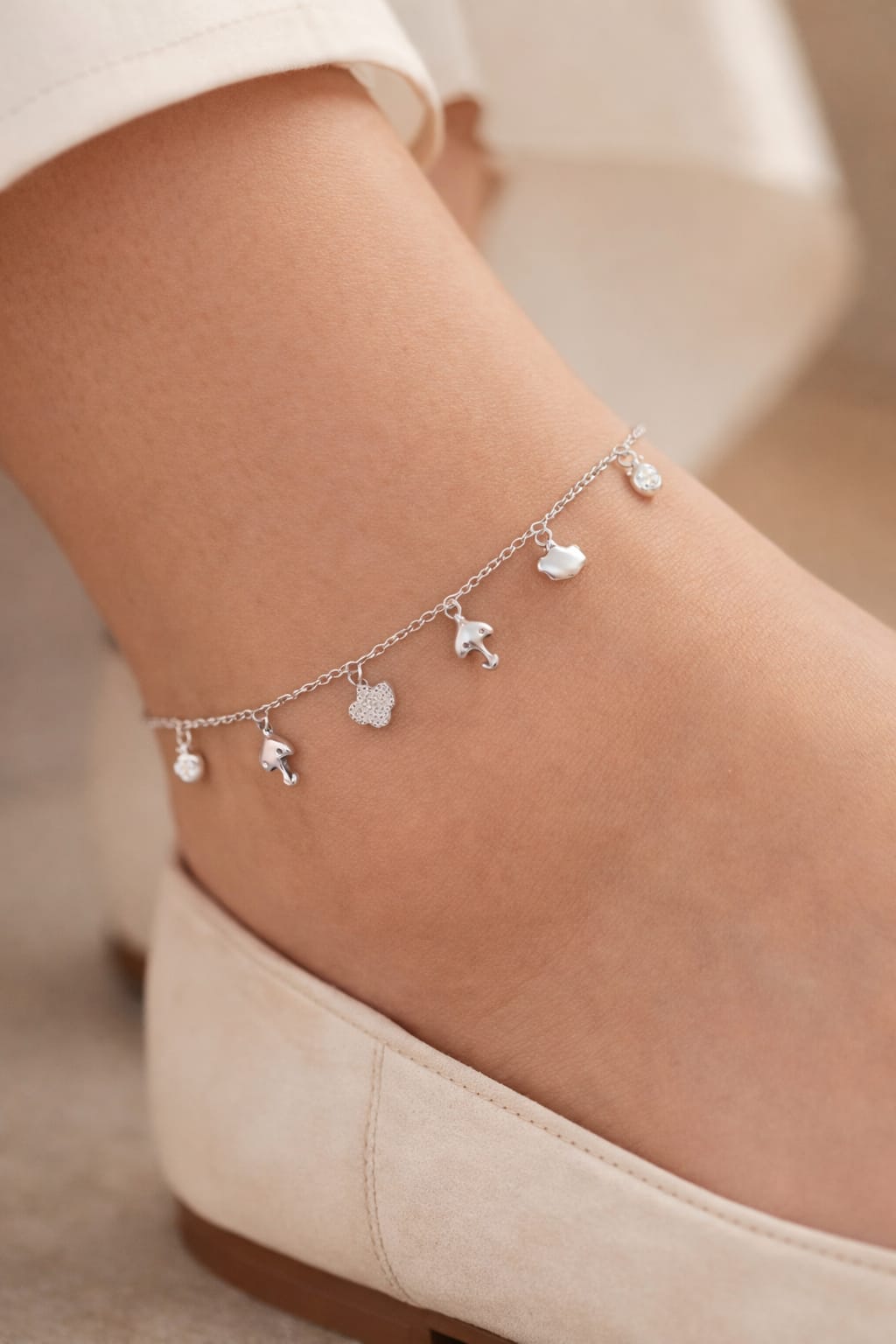 925 Sterling Silver Charm Anklet (Single)
