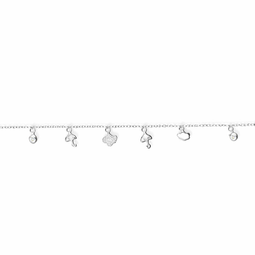 925 Sterling Silver Charm Anklet (Single)
