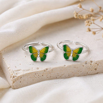 Dual Tone Butterfly Toe Ring (Pair)