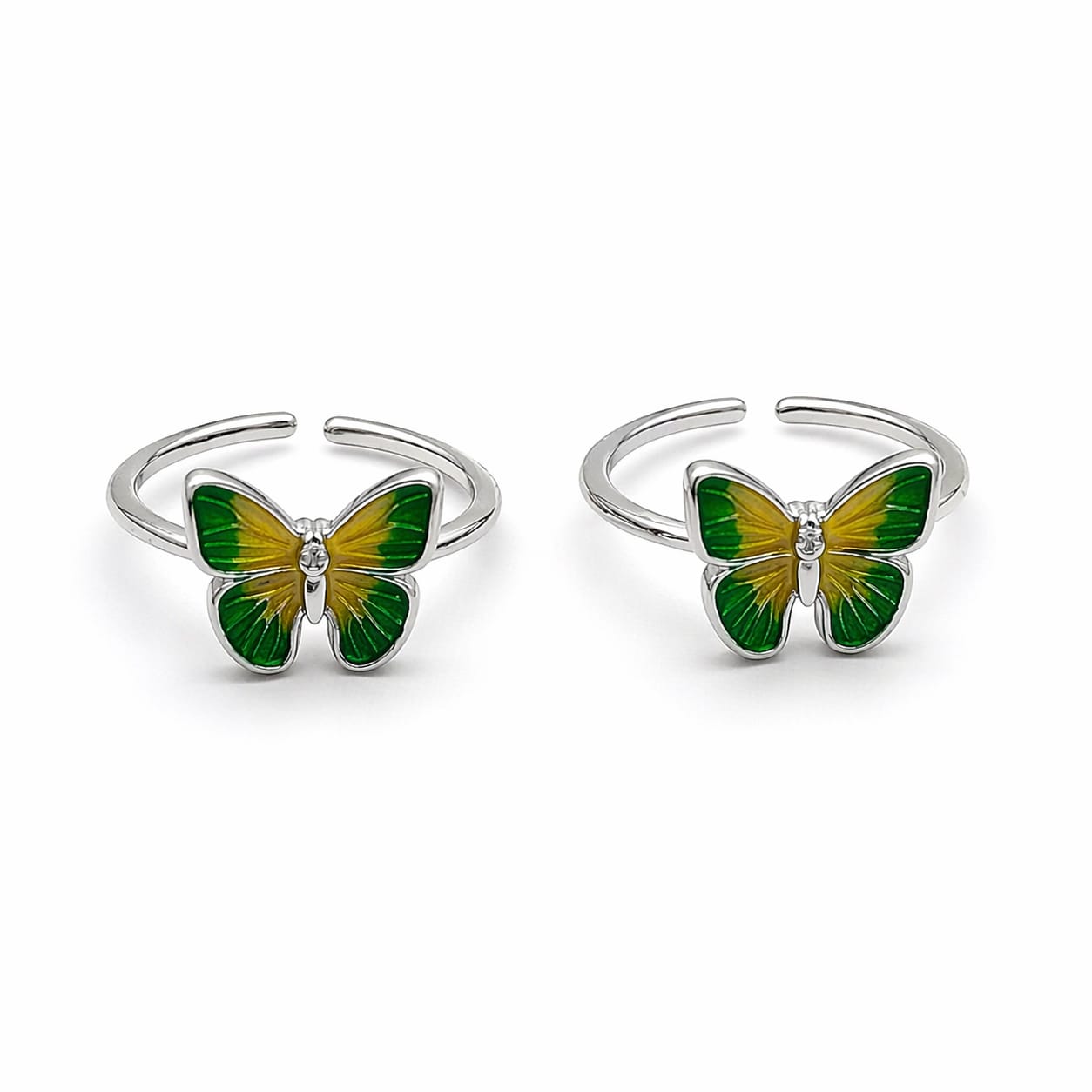Dual Tone Butterfly Toe Ring (Pair)