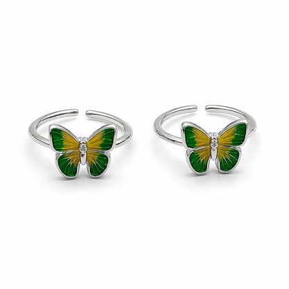 Dual Tone Butterfly Toe Ring (Pair)