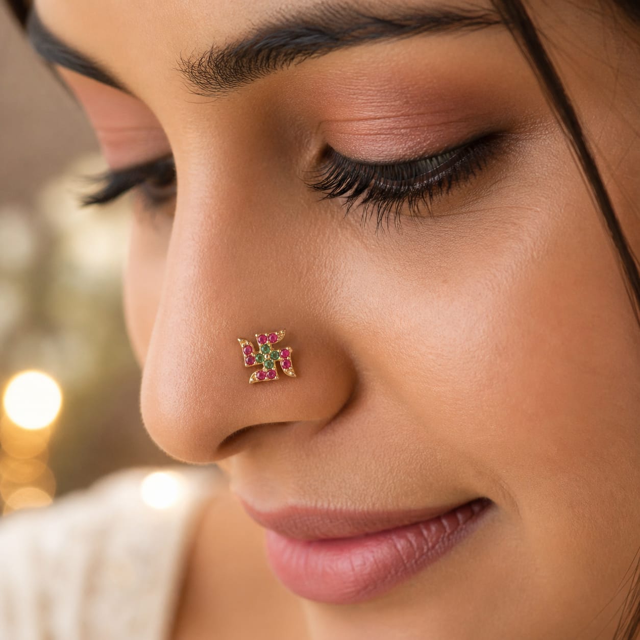 Shubh Swastik 925 Silver Nose Pin